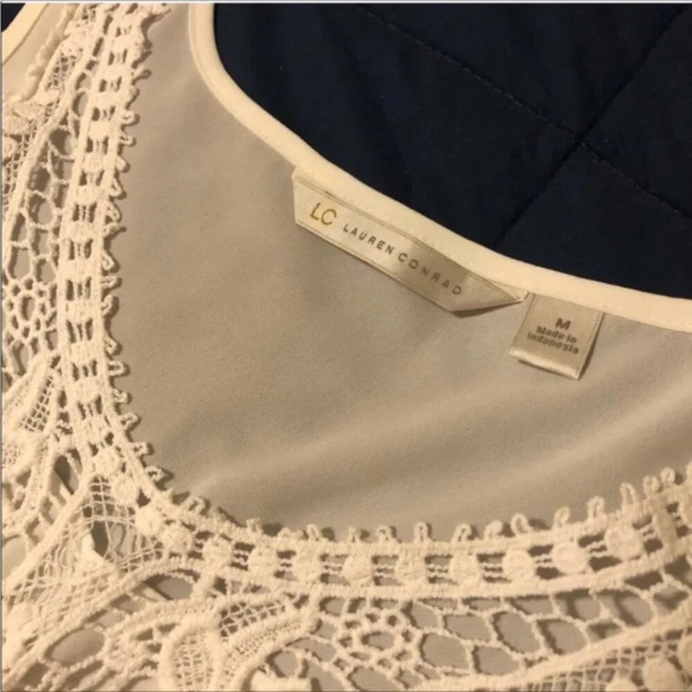 Lace Front Peplum Sleeveless Tank Blouse by Lauren Conrad - Picture 3 of 9